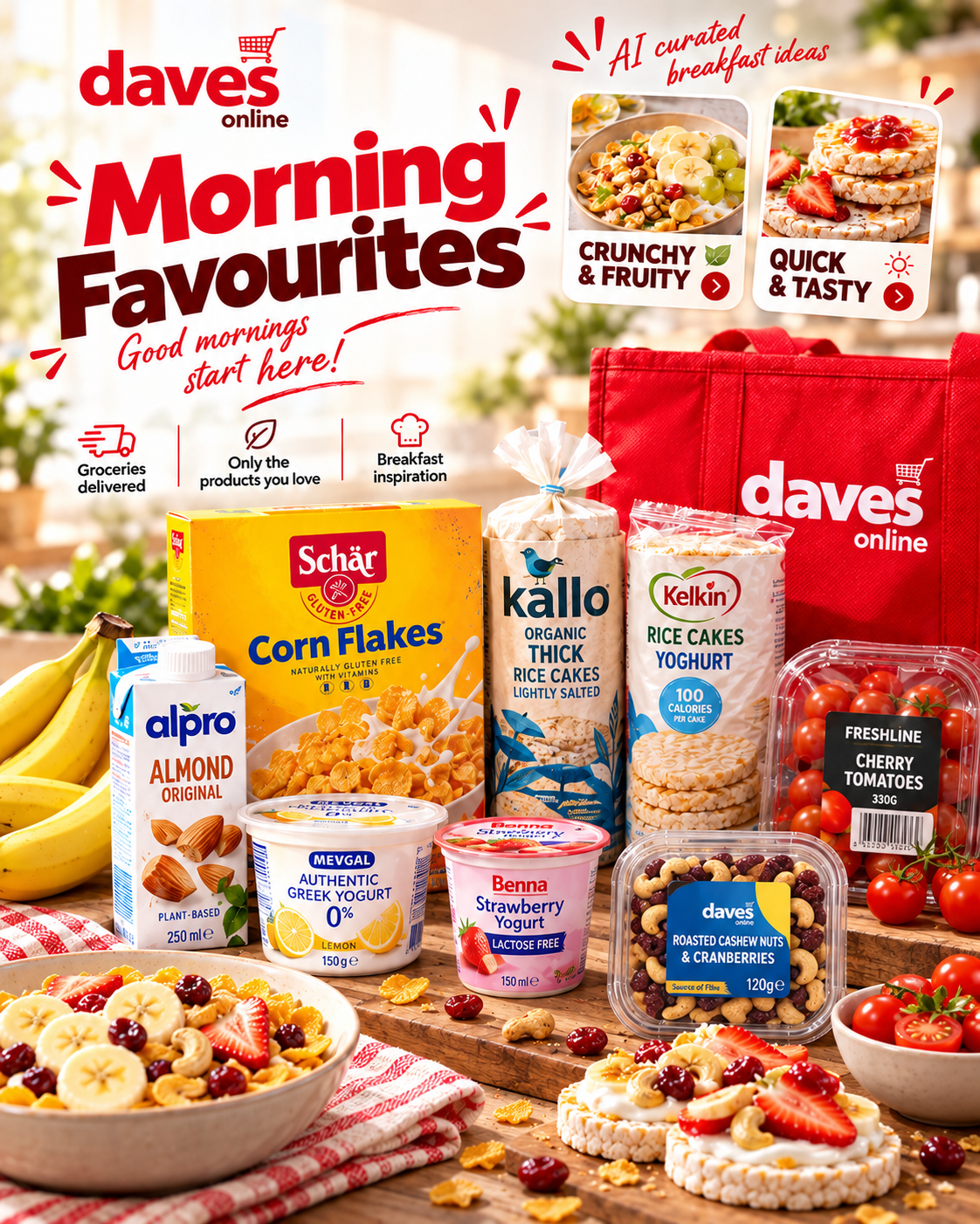 AI-enhanced Dave's Online breakfast editorial visual